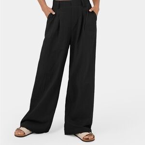 High Waisted Pocket Wide Leg Flowy Solid Casual Linen-Feel - Medium NWOT